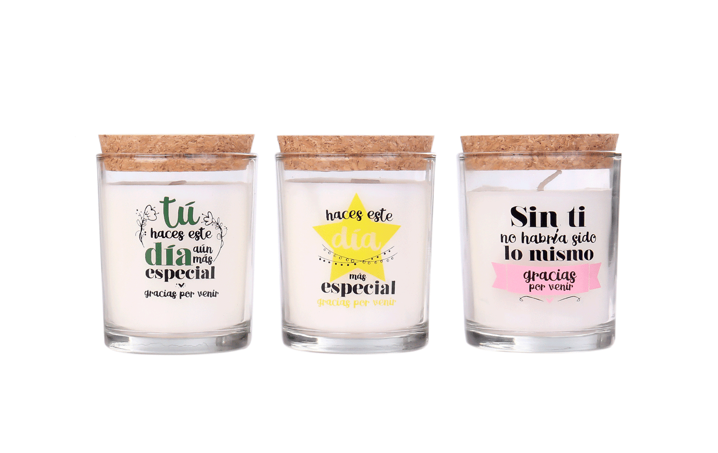 VELAS CON FRASES ORIGINALES GRACIAS POR VENIR. LOTE DE VELAS CON FRASES DIFERENTES - REGALO INVITADOS